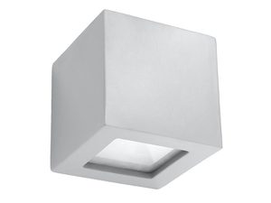 Miniaturka 13 - Biały kinkiet LED w formie sześcianu z mlecznym kloszem