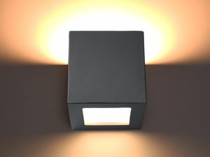 Miniaturka 15 - Czarny sześcienny kinkiet LED z górnym światłem do przedpokoju