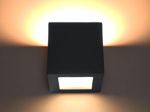 Miniaturka 2 - Czarny kinkiet LED o prostej formie i światle skierowanym do góry