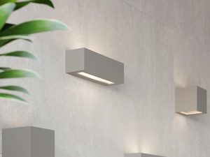 Miniaturka 12 - Zestaw szarych kinkietów LED w aranżacji salonu w stylu nowoczesnym