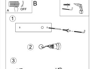 Miniaturka 20 - Rysunek techniczny nowoczesnego kinkietu LED z elementami montażowymi