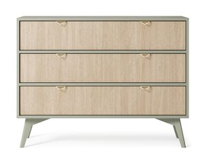 Miniaturka 16 - Komoda w kolorze naturalnego dębu z trzema złotymi uchwytami