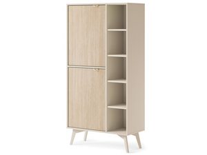 Miniaturka 6 - Wysoka witryna w stylu skandynawskim z półkami i drewnianym frontem