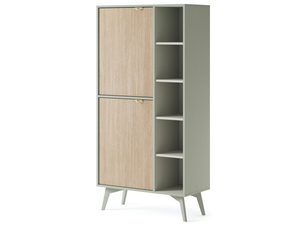 Miniaturka 1 - Witryna z drzwiami i otwartymi półkami w kolorze naturalnego drewna