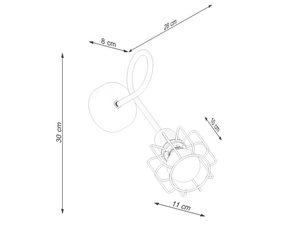 Miniaturka 7 - Schemat techniczny kinkietu LED z wysięgnikiem