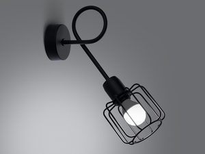 Miniaturka 2 - Kinkiet LED z siatkowym kloszem i czarnym ramieniem do salonu