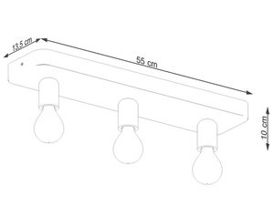 Miniaturka 7 - Rysunek techniczny lampy z trzema oprawami LED 56 cm