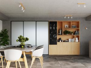 Miniaturka 5 - Kinkiet LED z drewnianą bazą i białym reflektorem w stylu modern