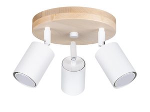 Miniaturka 13 - Minimalistyczna lampa drewniana z czterema białymi reflektorami do salonu