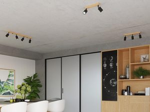 Miniaturka 9 - Oświetlenie sufitowe z białymi reflektorami w nowoczesnej jadalni skandynawskiej