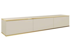 Miniaturka 2 - Luksusowa szafka RTV beżowa z frezowanym frontem i złotą linią