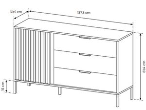 Miniaturka 12 - Rysunek techniczny komody z pionowymi listwami i szufladami