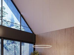 Miniaturka 10 - Nowoczesny salon z dużym oknem i lampą LED w kształcie pierścienia