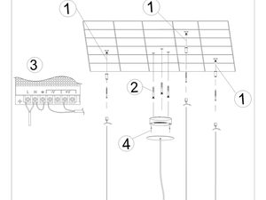 Miniaturka 12 - Rysunek techniczny lampy wiszącej z elementami montażowymi