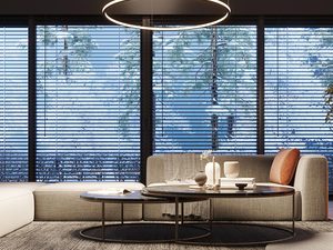 Miniaturka 9 - Designerski żyrandol LED w salonie z panoramicznymi szybami