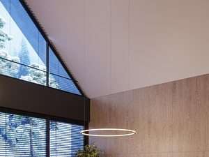 Miniaturka 10 - Nowoczesny salon z okrągłym żyrandolem LED i dużymi oknami