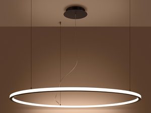 Miniaturka 3 - Wisząca lampa pierścieniowa LED w ciepłym świetle nad stołem