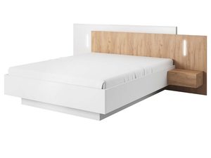Miniaturka 5 - Nowoczesne łóżko z drewnianym zagłówkiem i białą ramą