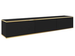 Miniaturka 6 - Szafka RTV czarna z gładkim frontem i złotą listwą wykończeniową