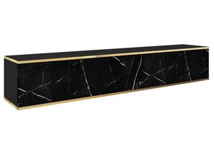 Miniaturka 8 - Czarna szafka RTV z marmurowym frontem i złotym akcentem