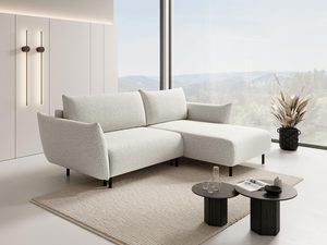 Miniaturka 11 - Aranżacja salonu z kremowym narożnikiem modułowym, styl skandynawski