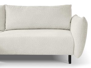 Miniaturka 8 - Detal tapicerki kremowego narożnika, miękka tkanina boucle