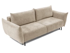 Miniaturka 3 - Beżowa sofa tapicerowana z prostymi liniami i miękkimi poduszkami