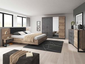 Miniaturka 6 - Aranżacja sypialni z dużym drewnianym łóżkiem i nowoczesnymi meblami