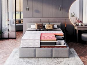 Miniaturka 2 - Warstwowy materac z czarno-czerwoną pianką i białym pokrowcem