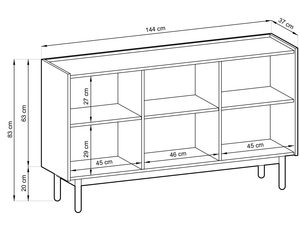 Miniaturka 5 - Rysunek techniczny komody ze szczegółowymi wymiarami