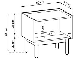 Miniaturka 5 - Rysunek techniczny szafki nocnej z szufladą i półką