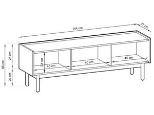 Miniaturka 5 - Rysunek techniczny szafki RTV z wymiarami szczegółowymi