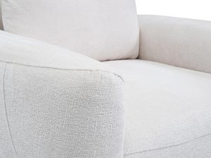 Miniaturka 5 - Beżowy fotel tapicerowany z prostymi liniami i drewnianymi nóżkami