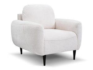 Miniaturka 2 - Beżowy fotel tapicerowany z wysokim oparciem i czarnymi nóżkami