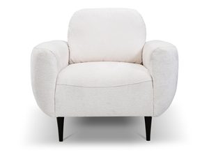 Miniaturka 1 - Beżowy fotel tapicerowany z niskim oparciem i czarnymi nóżkami