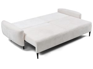 Miniaturka 5 - Beżowa sofa tapicerowana z drewnianymi elementami w stylu skandynawskim