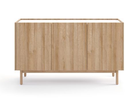 Niska dębowa komoda z trzema frontami, styl nowoczesny