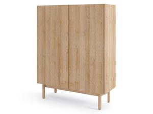 Miniaturka 1 - Wysoka komoda drewniana z widocznym usłojeniem, styl minimalistyczny