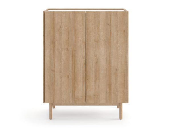 Komoda dębowa z pionowym układem frontów, nowoczesny design