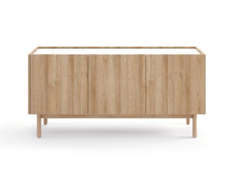 Niska szafka drewniana o prostym designie, styl nowoczesny