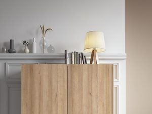 Miniaturka 2 - Wąska dębowa komoda w jasnym salonie, styl naturalny