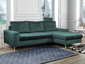 Miniaturka 6 - Zielony narożnik modułowy z wysokim oparciem, styl nowoczesny