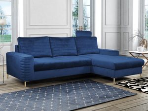 Miniaturka 7 - Aranżacja salonu z granatowym narożnikiem modułowym, elegancki styl