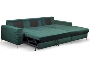 Miniaturka 8 - Zielony narożnik modułowy z funkcją spania i pojemnikiem