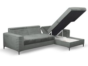 Miniaturka 4 - Szary narożnik modułowy z funkcją spania i pojemnikiem