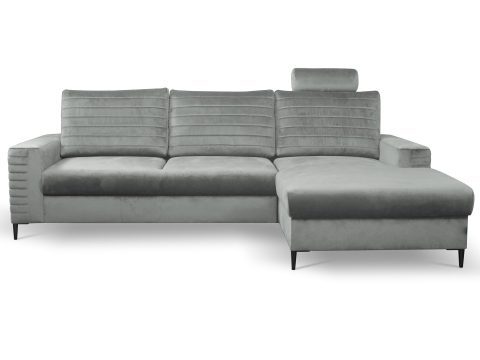 Szary narożnik modułowy z wysokim oparciem i funkcją spania