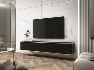 Miniaturka 5 - Szafka RTV z czarnym frontem i złotym akcentem, styl glamour