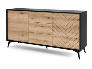 Miniaturka 1 - Nowoczesna komoda z frontem w jodełkę i czarnymi nóżkami