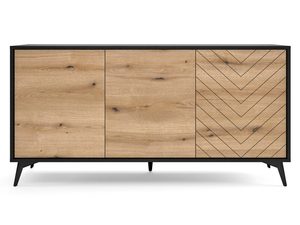Miniaturka 6 - Komoda z jodełką i gładkim frontem w dębowym odcieniu
