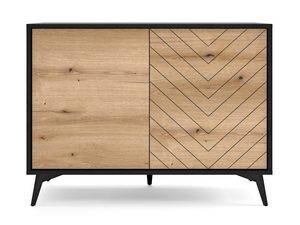 Miniaturka 5 - Komoda z dekoracyjnym frontem w jodełkę i czarnym obramowaniem